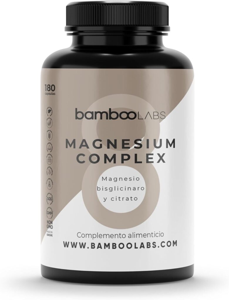 bote de citrato y bisglicinato de Magnesio de bamboo labs
