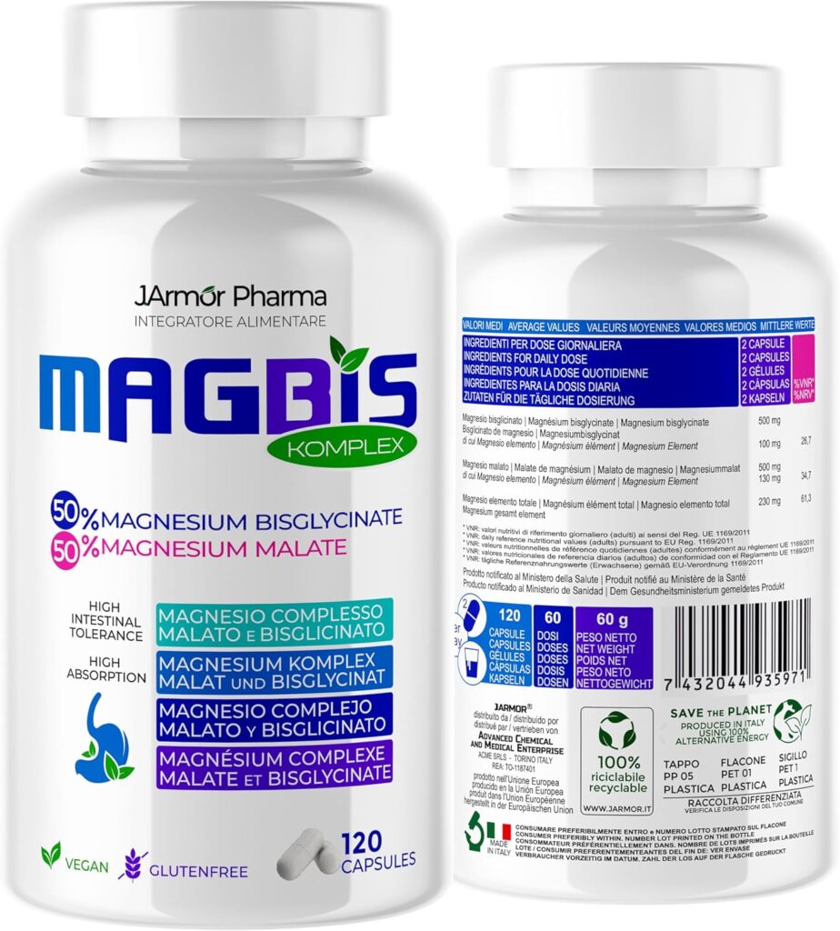 Bote de Bisglicinato de Magnesio y malato de magnesio de J armor