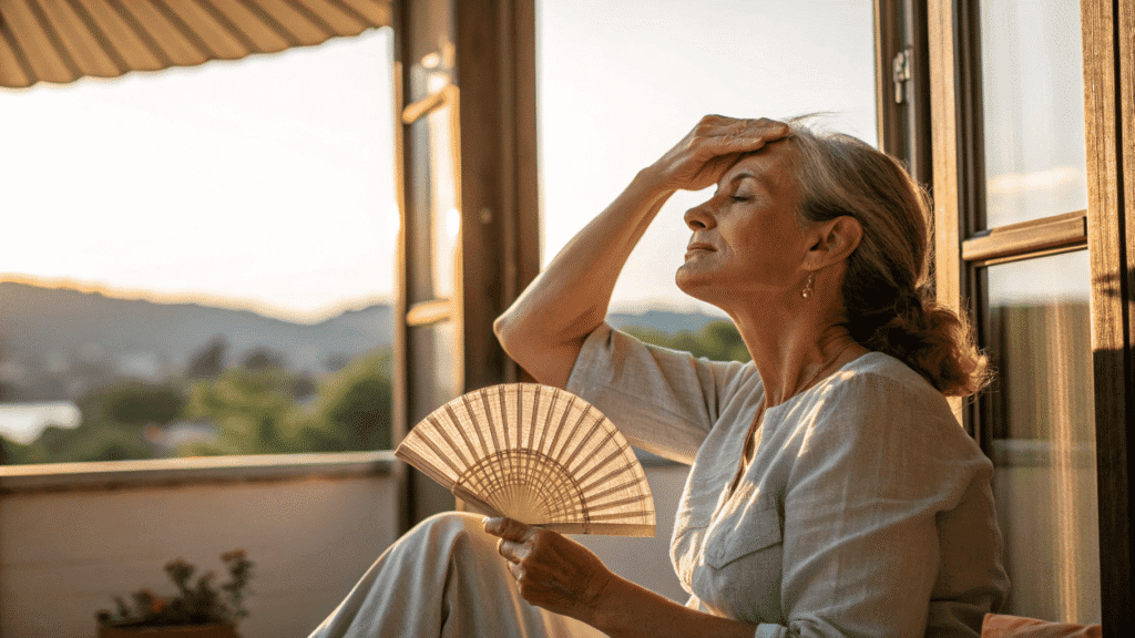 mujer de mas de 50 años con sofocos